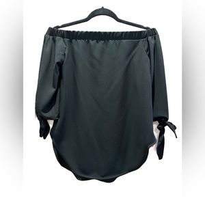 Black off the shoulder top with tie sleeves